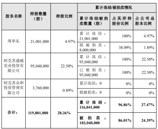 ST浩源：控股股东一致行动人9504万股被司法拍卖 或导致公司易主