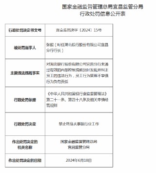 员工行为管理不审慎！湖北银行宜昌分行被罚款30万元，涉事员工遭禁业终身