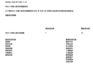 MSCI中国指数调整：纳入永辉超市、润和软件等8只股票