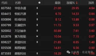 30cm涨停板又现！北证50指数大涨近2.5%