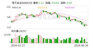 雪天盐业（600929.SH）7月1日解禁上市313.35万股 为股权激励股份