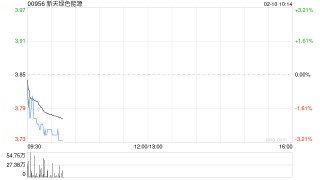 新天绿色能源1月按合并报表口径完成发电量约150.91万兆瓦时 同比增加0.39%