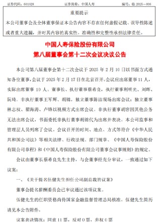 中国人寿提名伍健担任公司副总裁