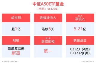中证A50指数多只成份股获融资买入，中证A50ETF基金(561230)规模创新高
