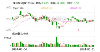 第一财经[赤盈操盘]横店东磁：累计回购约1316万股