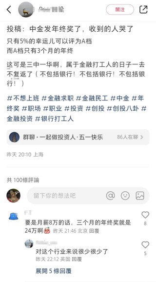 月刊[易操盘配资]中金发年终奖了！评为A档也只有3个月的年终奖