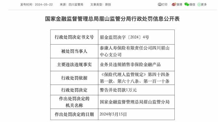 月记[老虎配资官网]泰康人寿豪掷4600万加码“银发经济”，鏖战市场前三？2024年以来已收到18张行政处罚罚单-第3张图片
