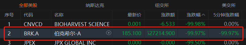 纽交所突发重大故障！“股神”巴菲特的伯克希尔股价暴跌99%-第1张图片