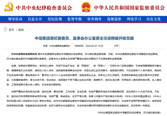 中信突发！中信集团副总经理徐佐被查！-第3张图片