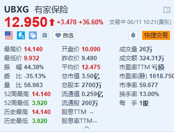 美股异动｜有家保险续涨36.6% 该股昨日大幅上涨超28%-第1张图片