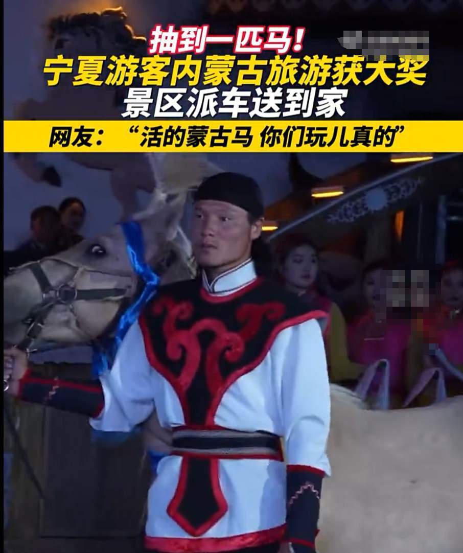 游客内蒙古旅游抽奖抽到一匹马，网友戏称"玩儿真的啊"-第2张图片