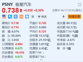 极星汽车涨8.5% 计划在2025年进入7个新市场-第1张图片