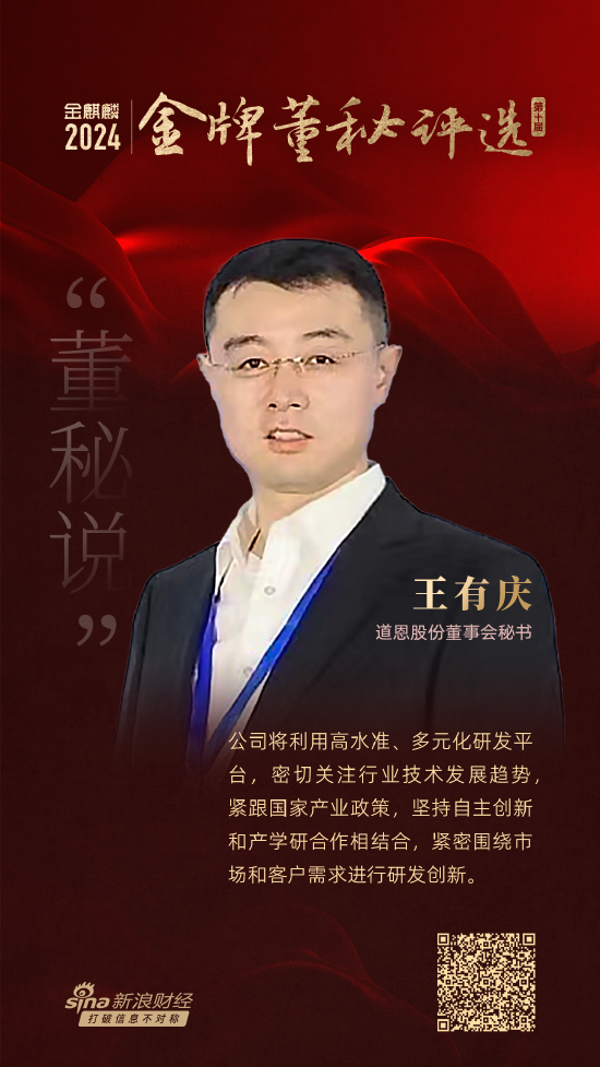 董秘说|道恩股份董秘王有庆：紧跟国家产业政策，坚持自主创新和产学研合作相结合-第1张图片