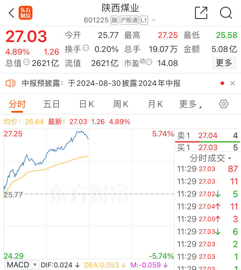 高股息概念股火了！长江电力、陕西煤业、中国海油……再创历史新高！房地产板块震荡拉升-第2张图片