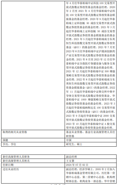 华泰柏瑞基金新任王文慧、柳军为副总经理-第2张图片