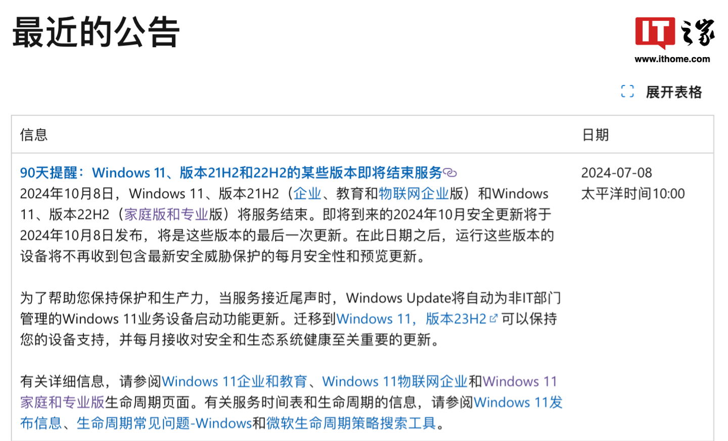 催促升级：微软宣布 90 天内终止 Win11 初始版本 21H2/22H2 支持-第1张图片