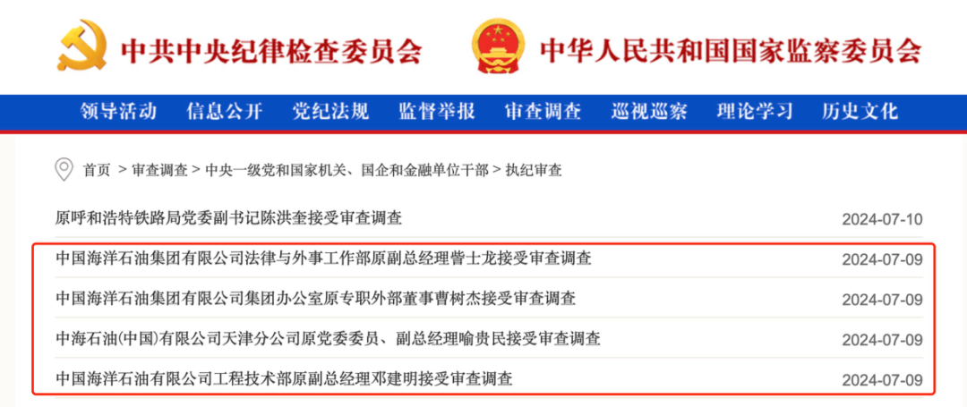 罕见！中国海油4人同日被查！-第1张图片