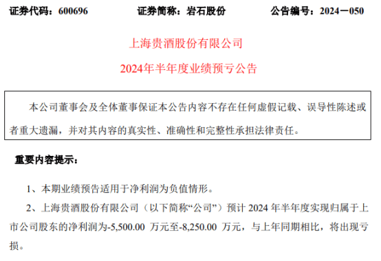 岩石股份2024年上半年预计亏损5500万-8250万 公司未收到相关政府补助-第1张图片