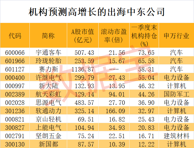 中企赴中东淘金热浪迭起，原因几何？这些A股公司“饮头啖汤”，出海龙头超七成流通盘被机构拿下-第3张图片