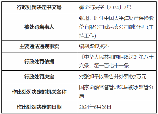 太保产险武邑支公司被罚15万元：因编制虚假资料-第2张图片