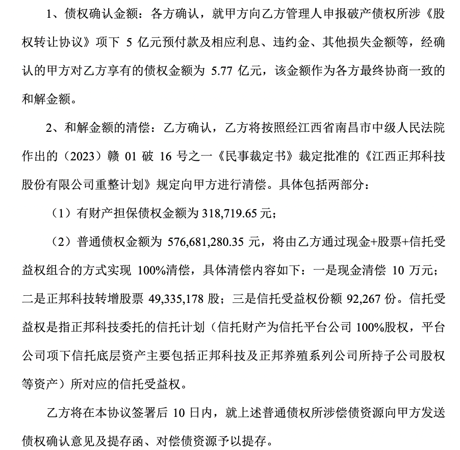 耗时两年多，大北农与正邦科技股权转让纠纷终和解，涉及金额超5亿元-第1张图片
