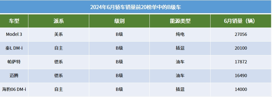 6月轿车销量TOP20：比亚迪持续大爆发，小米SU7进榜了-第6张图片