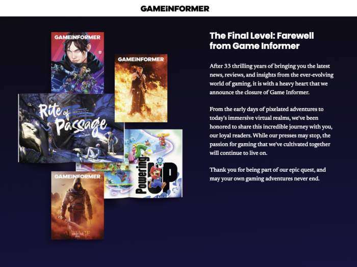 游戏驿站旗下电子游戏媒体《Game Informer》宣布关闭-第1张图片