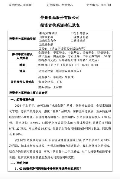 仲景食品：目前企业经营现金流正常 资产负债率不到10%-第2张图片
