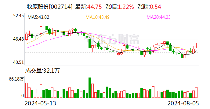 牧原股份：7月生猪销售收入同比增长逾四成-第1张图片