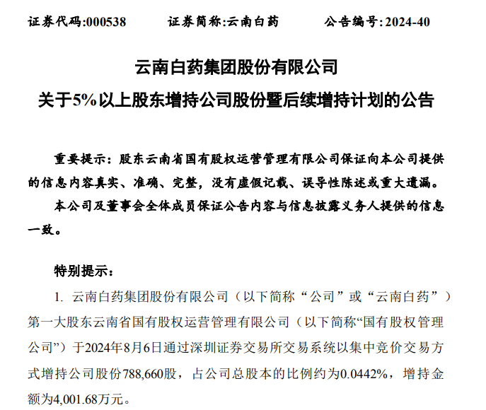 云南国资再出手！最多10亿元，计划增持A股“中药龙头”！-第2张图片