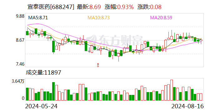 宣泰医药：2267000股限售股将于8月26日上市流通-第1张图片
