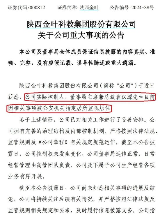 陕西金叶实控人被监视居住-第1张图片