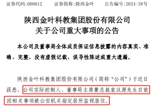 上市公司实控人 被监视居住-第2张图片