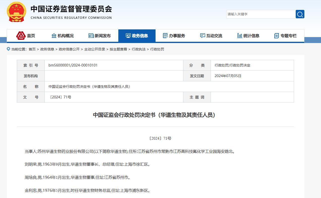 证监会严查IPO欺诈！华道股份及相关责任人因虚增业绩合计被罚1150万元-第2张图片