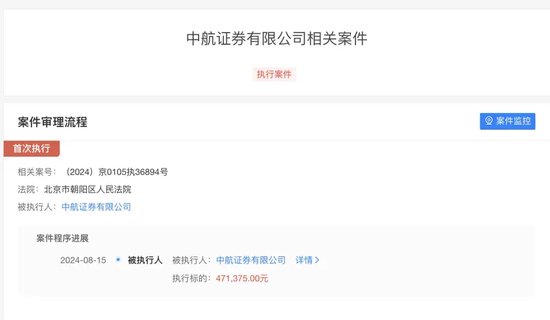 47万被执行，中航证券“跨省”涉诉-第2张图片