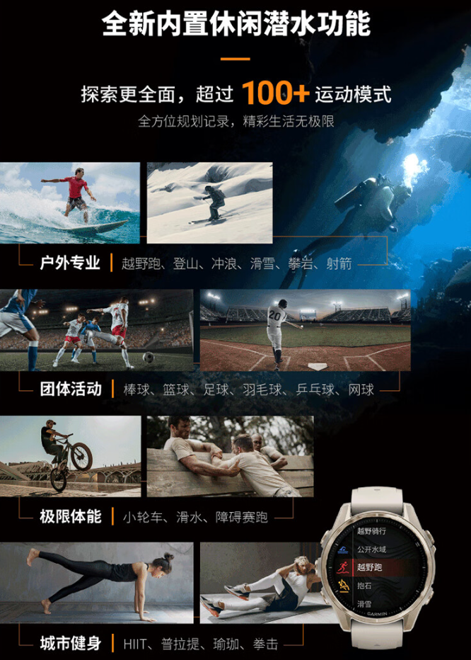 佳明 Fēnix 8 户外系列智能手表发布：100+ 运动模式、双版本可选，7980 元起-第4张图片