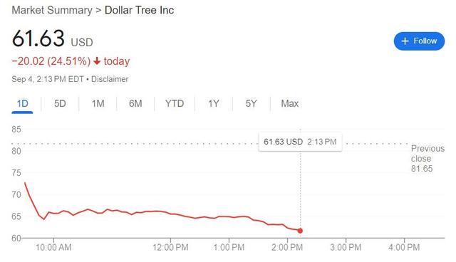 又一美国一元店巨头亮消费红灯！Dollar Tree全年盈利指引猛砍20%，盘中大跌超20%｜财报见闻-第1张图片