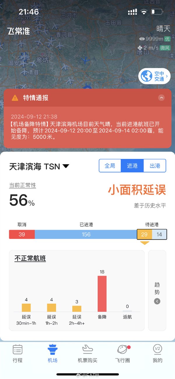 连续两天 天津滨海机场又中断了！还是无人机黑飞？-第2张图片