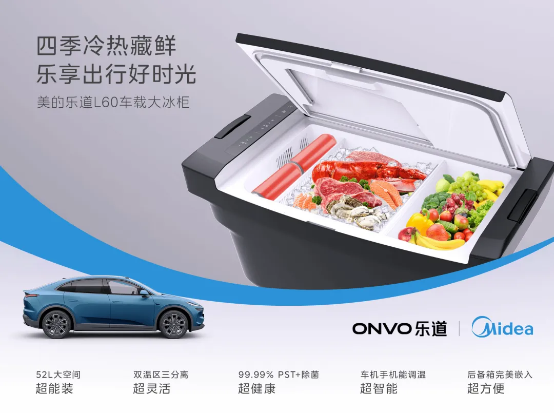 美的：首款嵌入式、全功能车载冰箱应用于蔚来乐道 L60 汽车-第2张图片