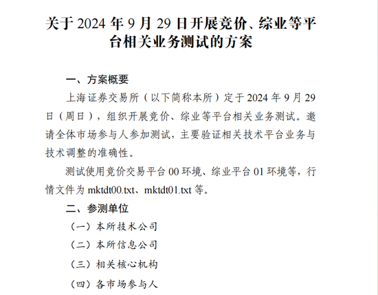 周日，上交所全网测试！划重点：集中申报大量订单时，验证竞价处理平稳运行-第1张图片