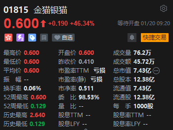 港股金猫银猫开涨46.34%、中国白银集团涨近20% 联合公告：发现大型金矿潜力-第1张图片