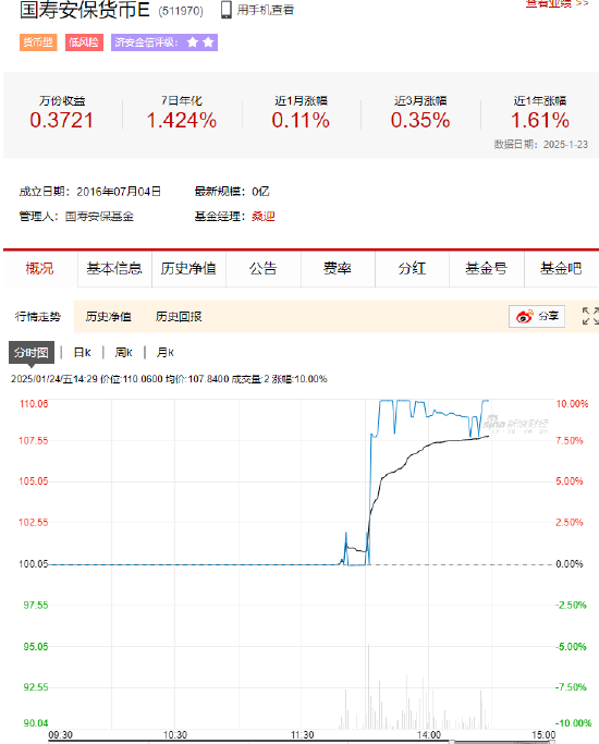 多只场内货币基金午后异动：国寿货币ETF惊现涨停-第2张图片