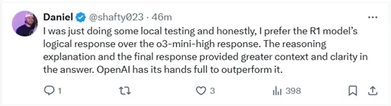 OpenAI紧急上线O3 Mini，网友热评：DeepSeek R1 vs O3 Mini-第4张图片