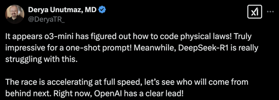 o3-mini物理推理粉碎DeepSeek R1，OpenAI王者归来！全网最全实测来袭-第5张图片