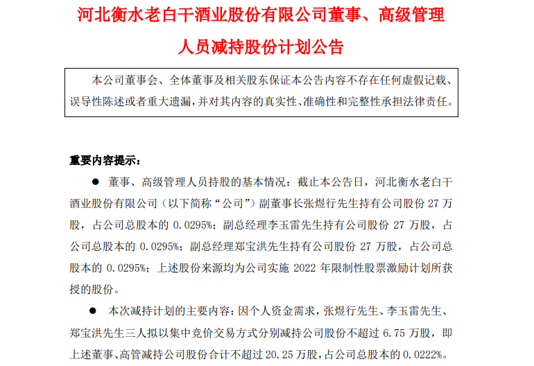 老白干酒高管涨薪又减持 员工收入已两连降-第1张图片